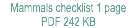 Mammals checklist 1 page PDF 242 KB